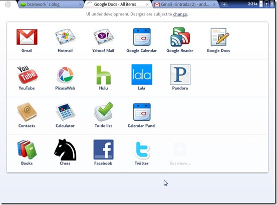 Tela do Chrome OS com aplicativos na Nuvem