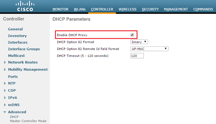 WLC DHCP Proxy