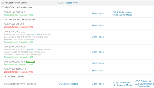 Upcoming Exam Updates